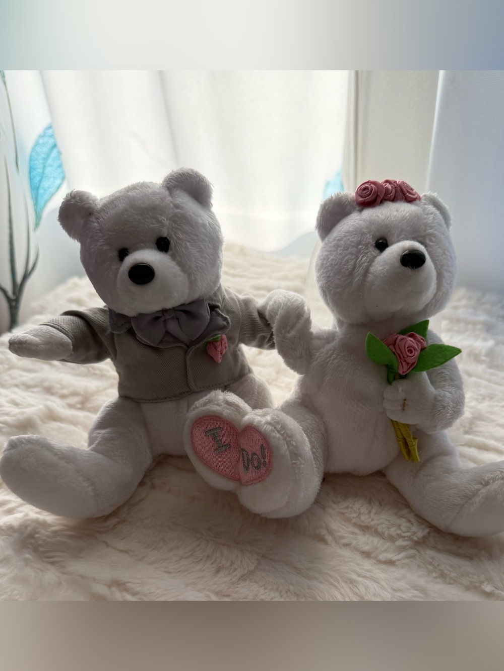 TY We Do Bride & Groom Wedding Teddy Bear Plush Set 2004